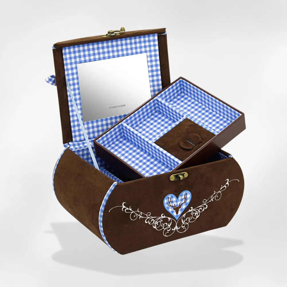 Boîte à Bijoux Daim Compartimentée Brun