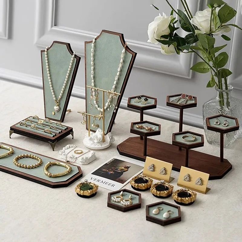 Présentoir Bijoux Rétro Bois Plateau Anneau