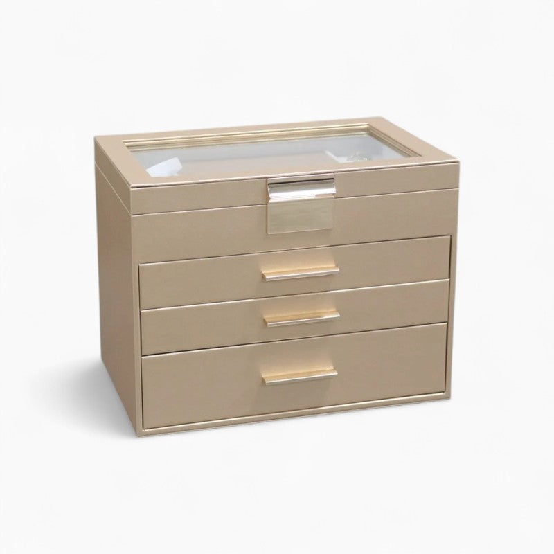 Boîte à Bijoux Cuir Miroir Coffret Noir