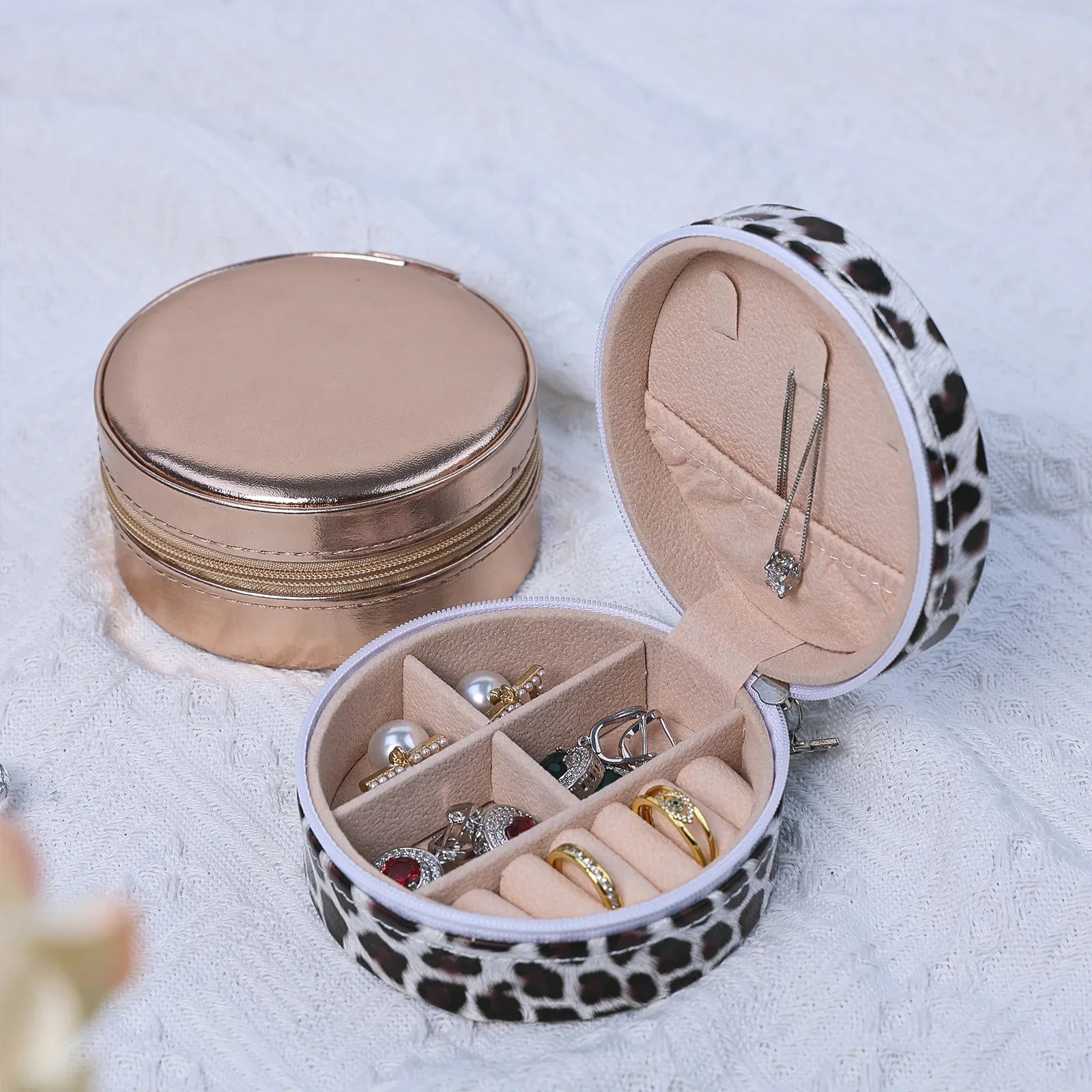 Boite Bijoux Cuir Rigide Velours Poche