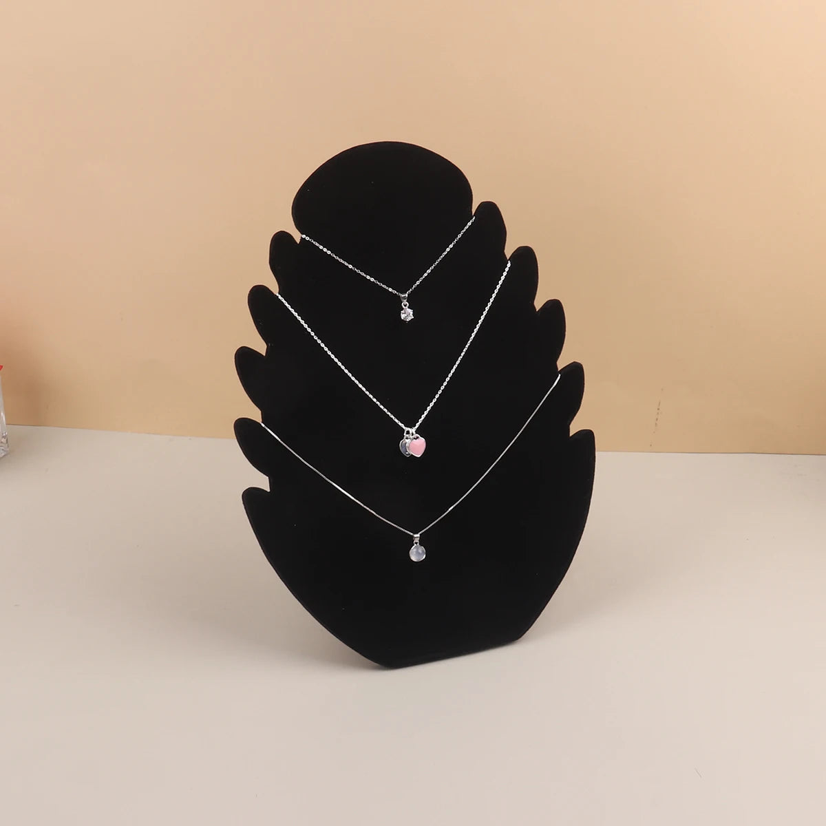 Présentoir Collier Velours Feuille Plat