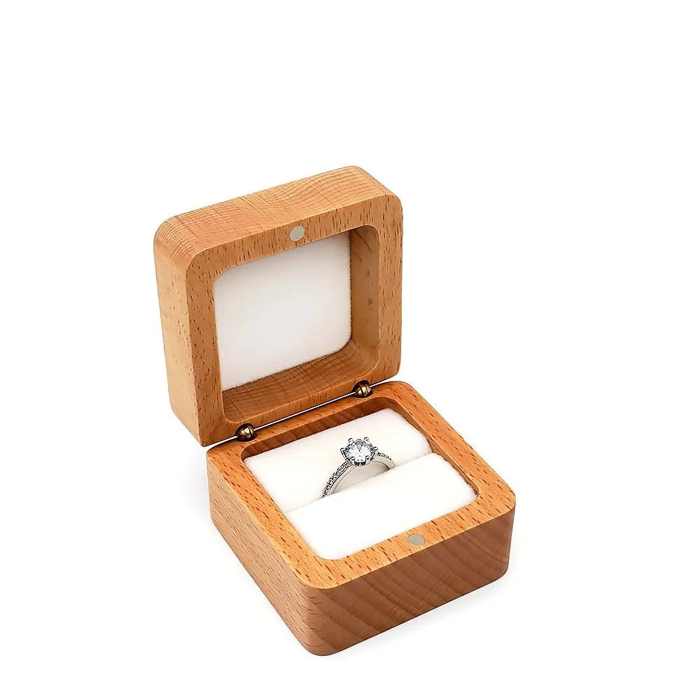 Boite Bagues Bois Velours Retro Vintage