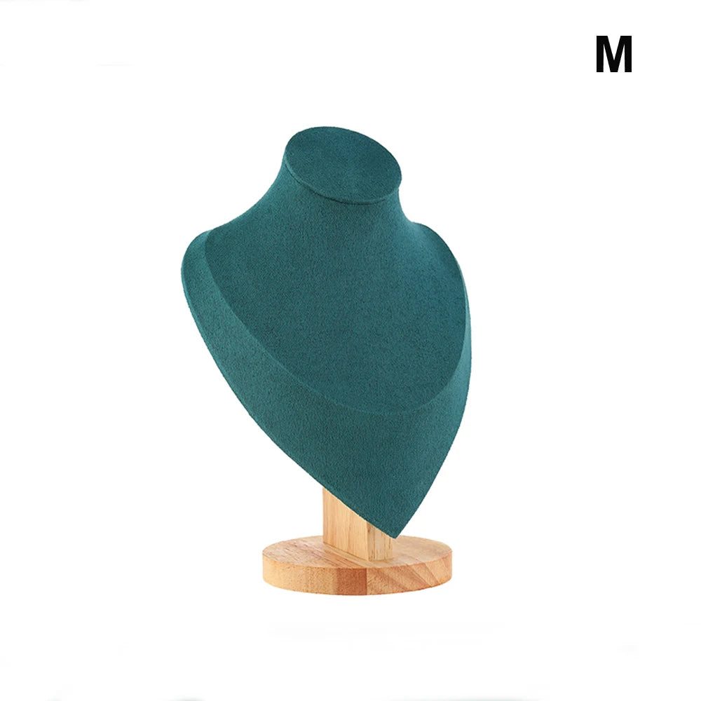 Buste Bijoux Velours Base Bois Mannequin