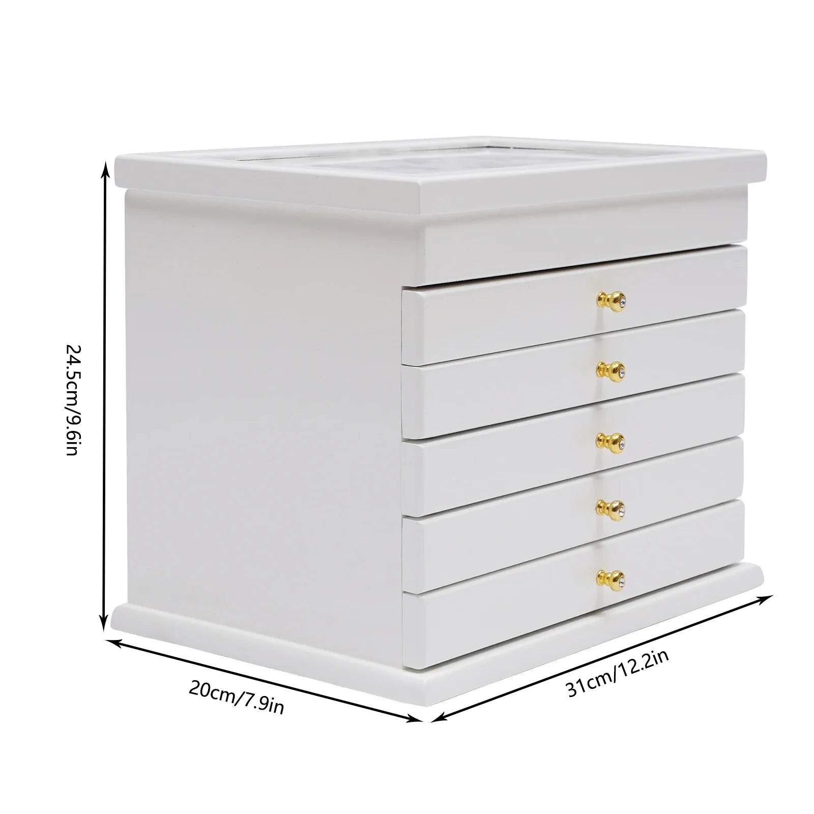 Boîte Bijoux Bois Sculpté Blanche 6 Tiroirs Élégante