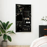 Boîte Bijoux Bois Murale Noire Sans Cadre LED