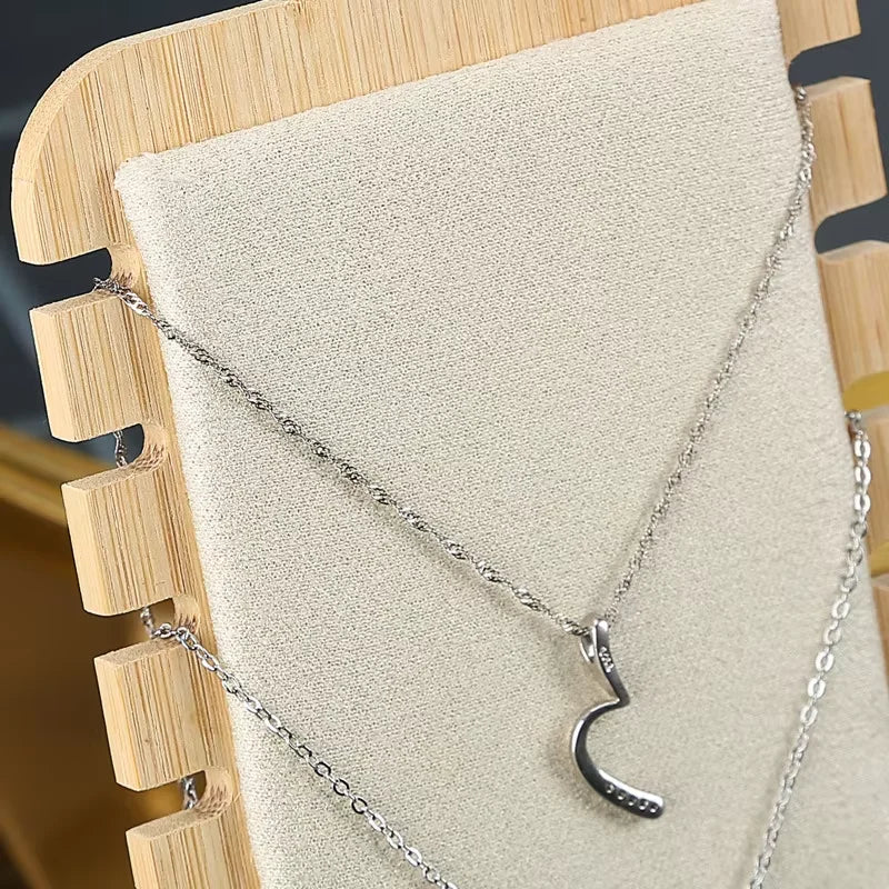 Présentoir Collier Bois Simili Cuir Plat
