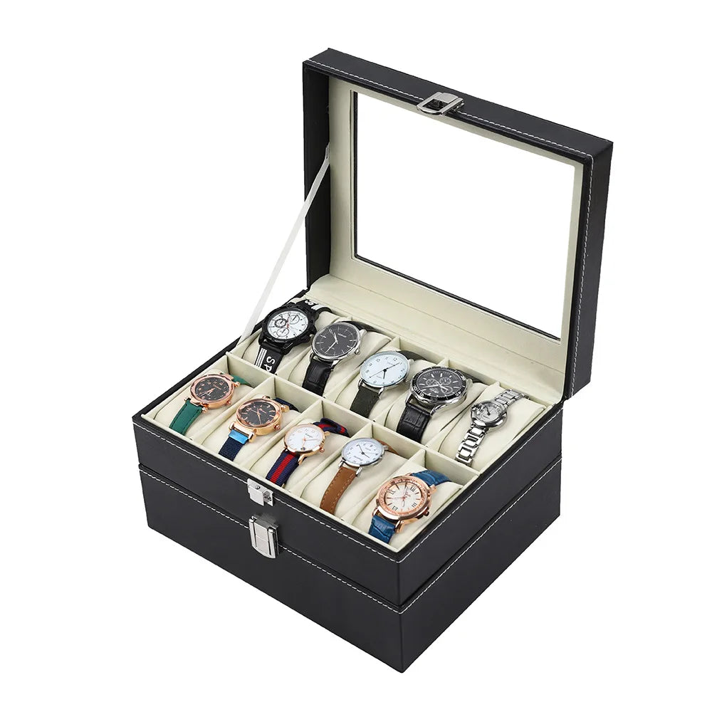 Boîte Rangement Montre Cuir Multi-Emplacements