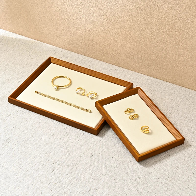 Plateau Bijoux Bois Anneaux Compartiments