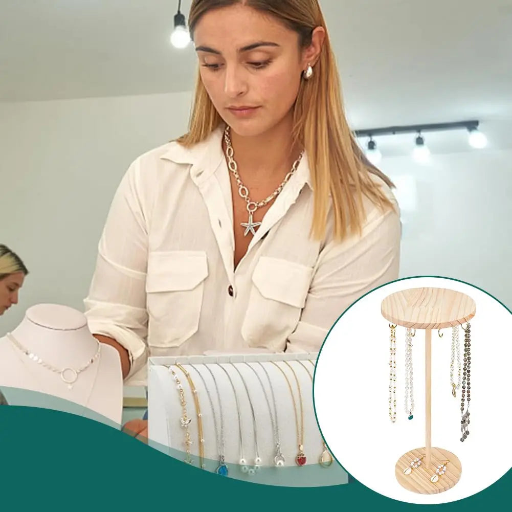 Présentoir Bois Rotatif Tour Collier Bracelet