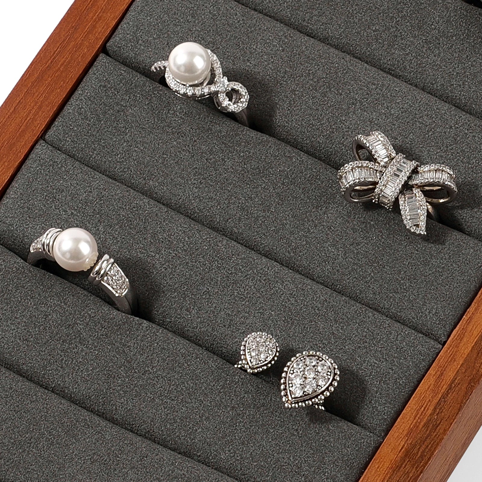 Présentoir Bague Bois Microfibre Boutique