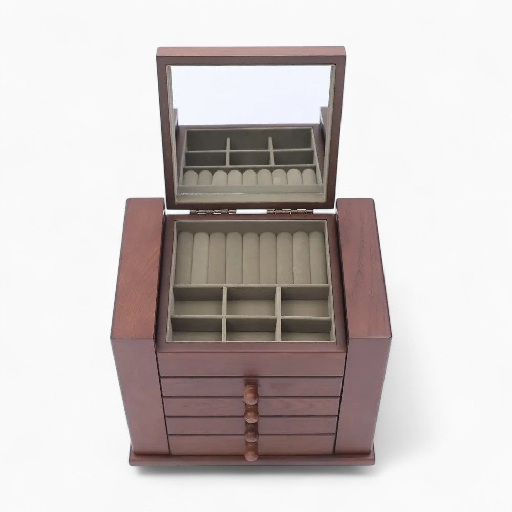 Grande Boîte à Bijoux Vintage Bois Marron