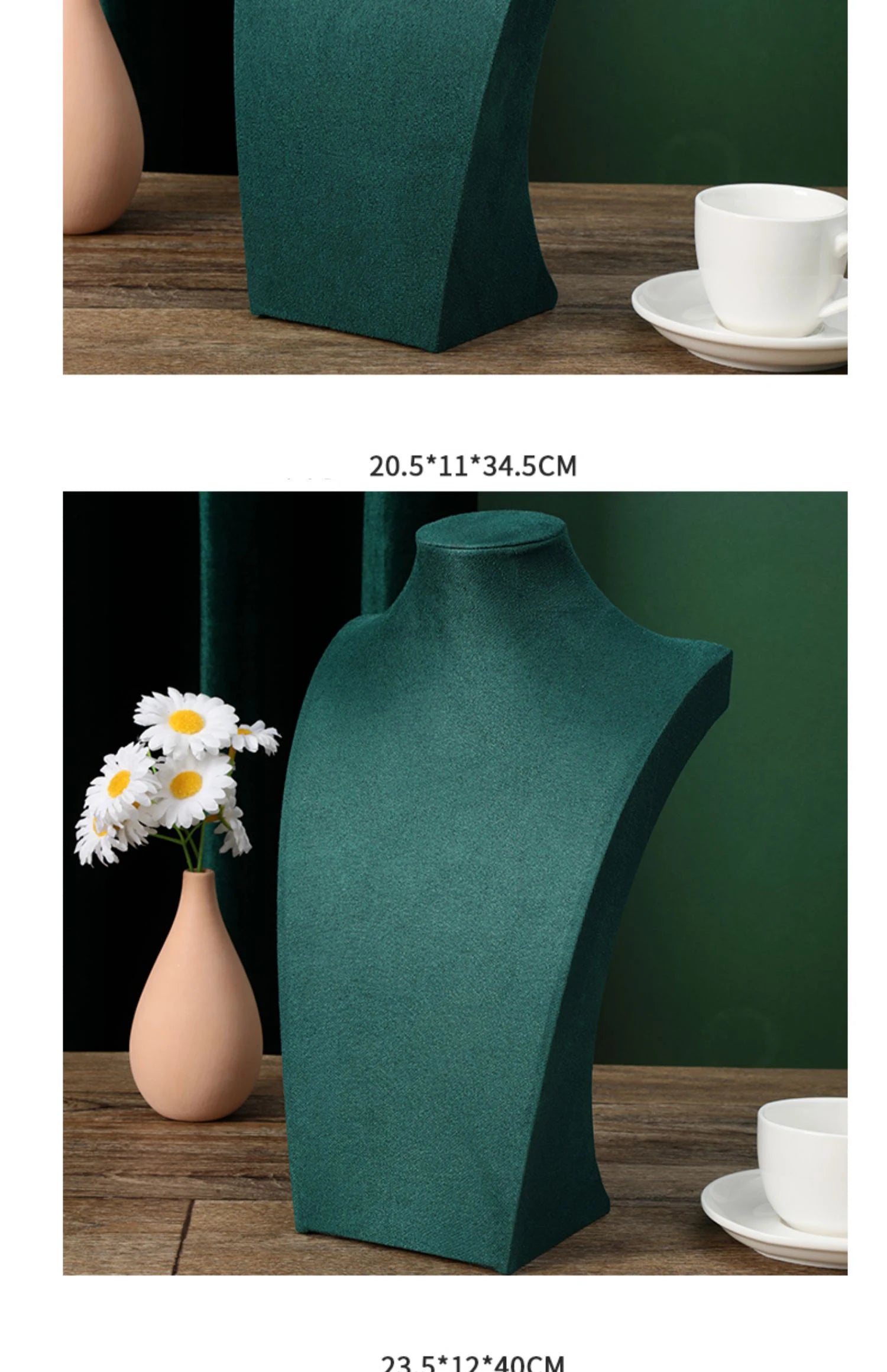 Présentoir Collier Buste Velours Vert Émeraude