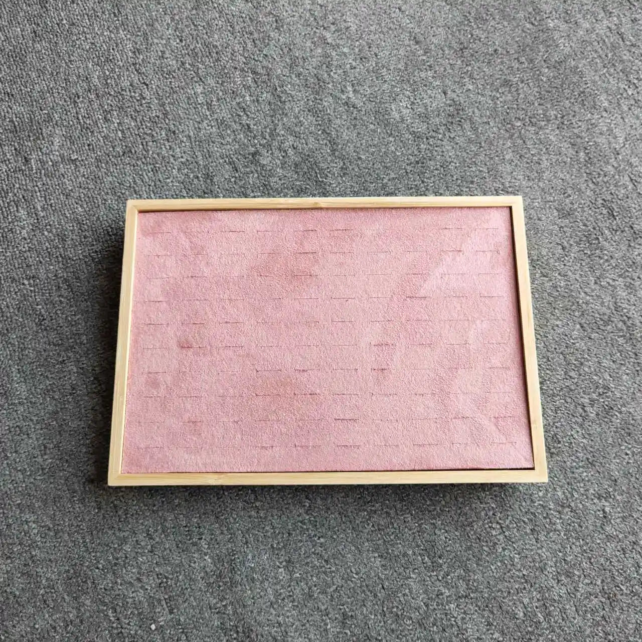 Plateau Bagues Bois Velours 100 Compartiments