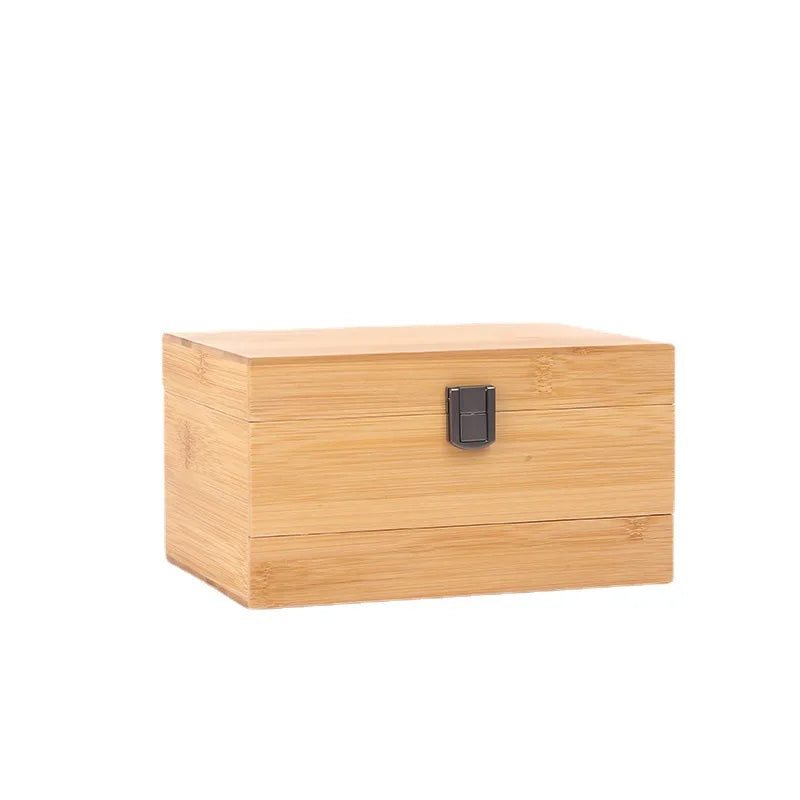 Boîte Bijoux Bois Bambou Miroir Tiroirs