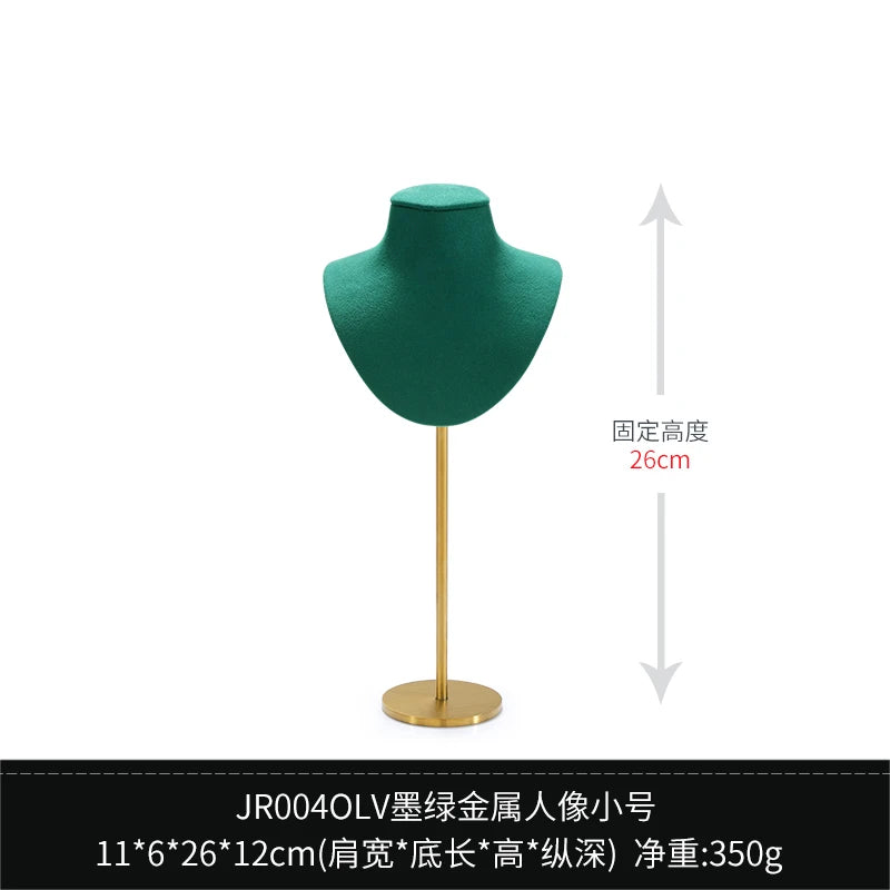Présentoir Collier Velours Métal Doré Tige
