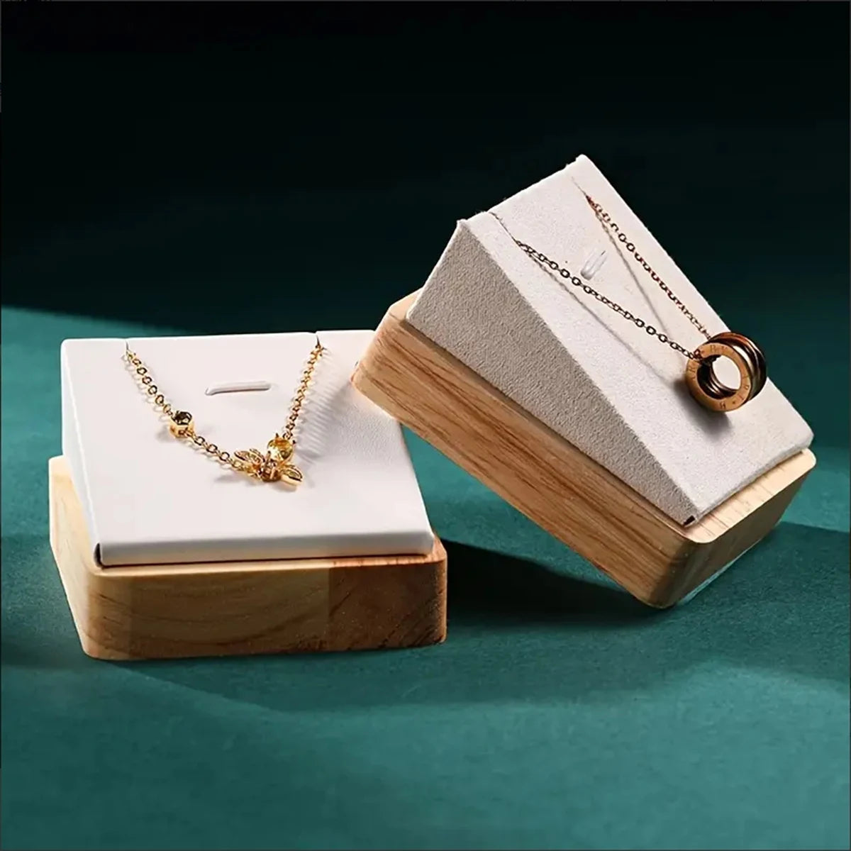 Plateau Bois Velours Collier Pendentif Présentoir Bijoux