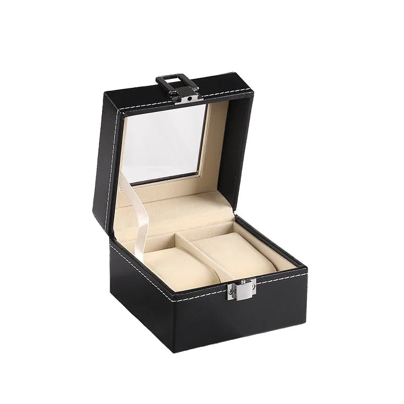 Boîte Montre Cuir Verre Noir Emplacements