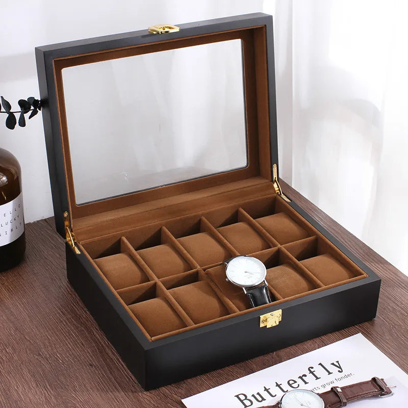 Coffret Bois Montres 12 Emplacements Multi-Capacité