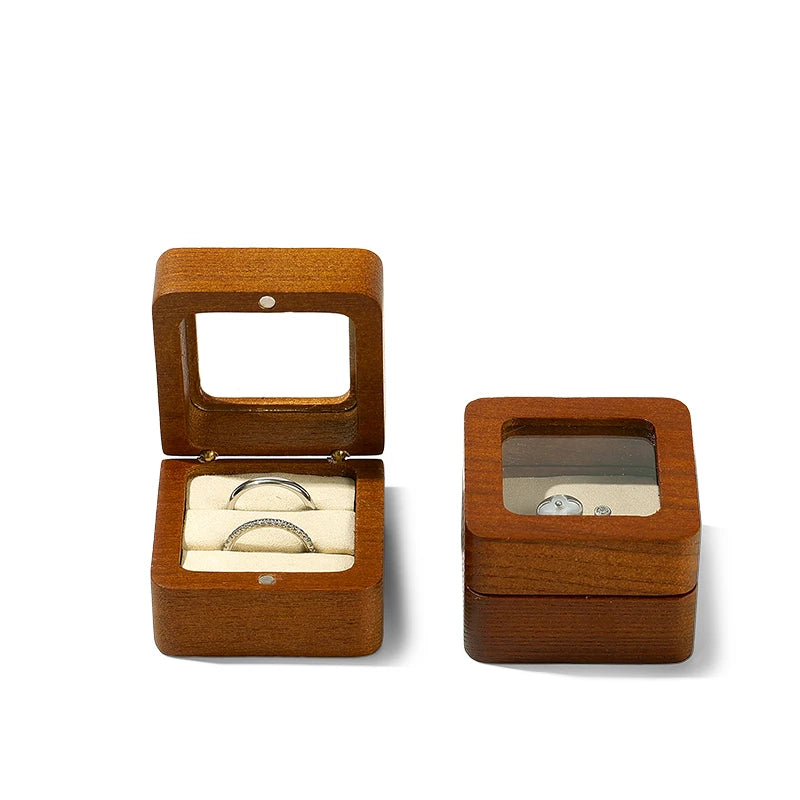 Boîte Bague Bois Fiançailles Cadeau Premium