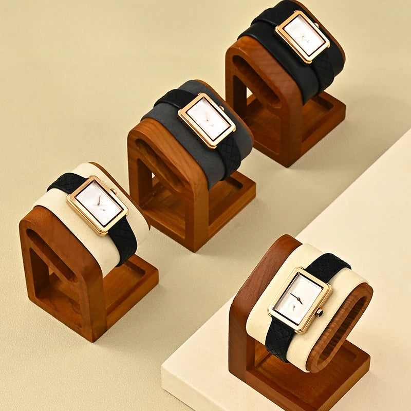 Présentoir Montre Bois Velours Cuir Barre T