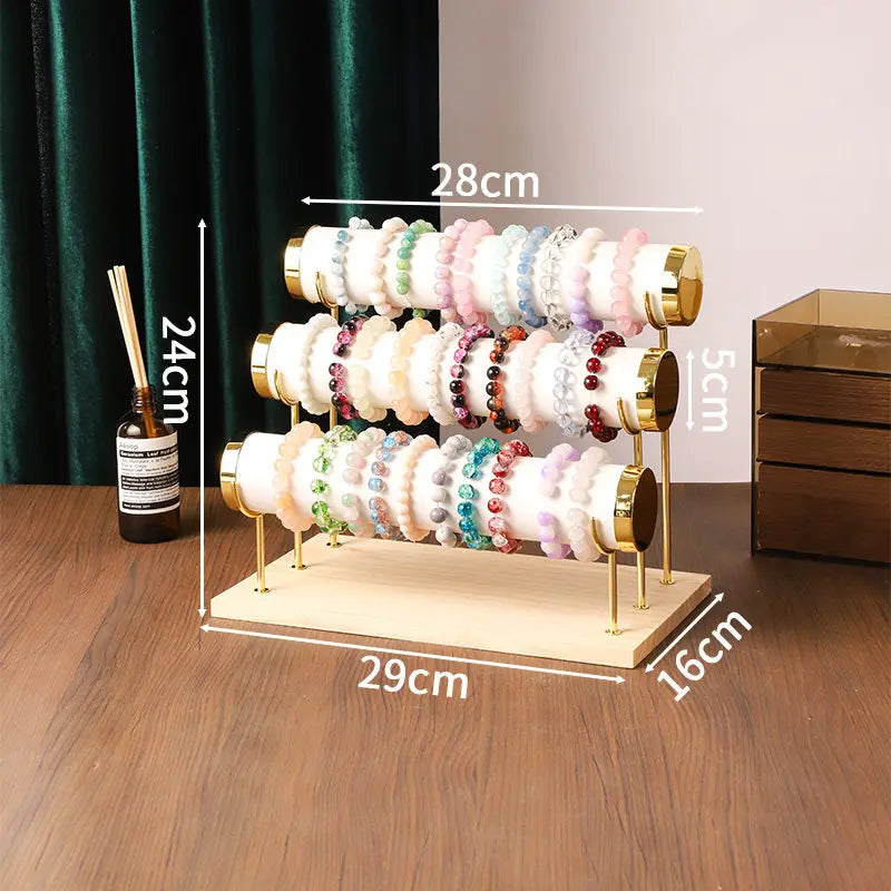 Présentoir Bois Doré Niveaux Montre Collier