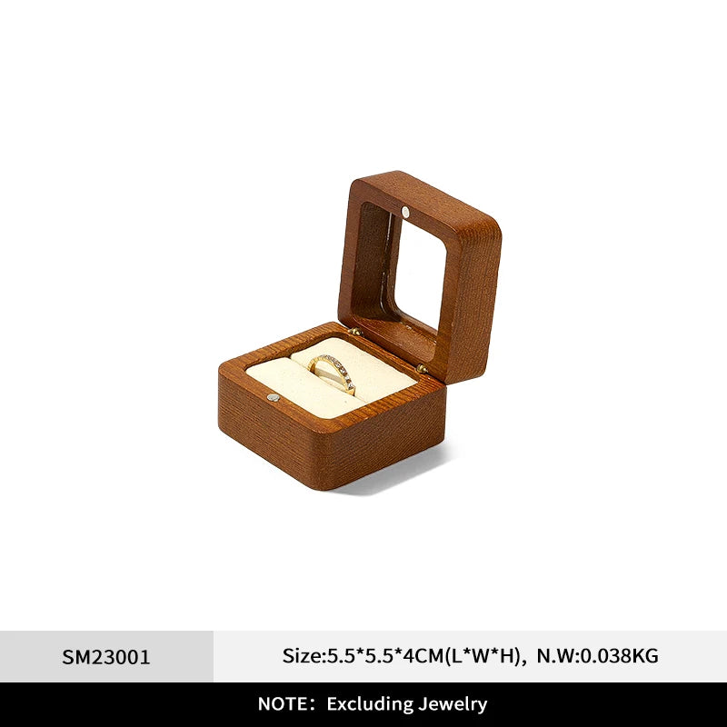 Boîte Bague Bois Fiançailles Cadeau Premium