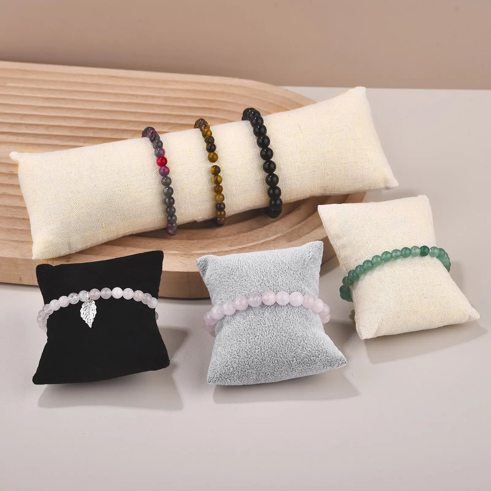 Coussin Velours Lin Montre Bracelet Présentoir