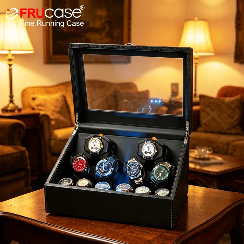 Coffre Fort Montre Cuir Rotatif 6+6 Premium