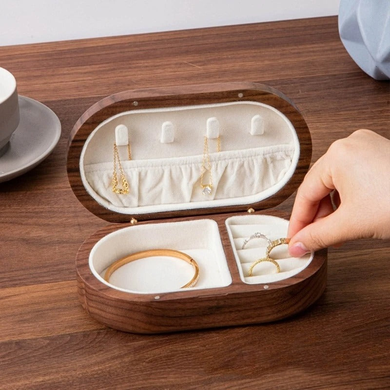 Boîte à Bijoux Bois Massif Voyage Compacte