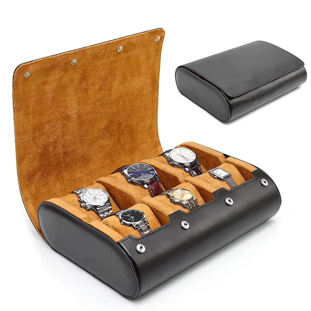 Étui Montre Cuir Voyage Rouleau 6 Fentes