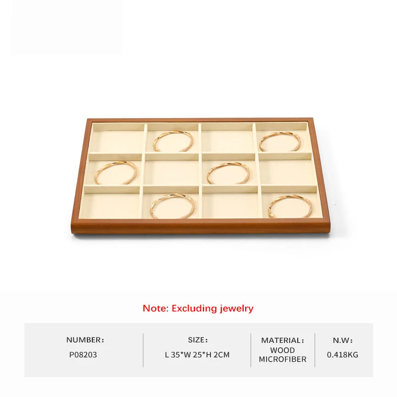 Plateau Bijoux Bois Velours Beige Multi-Configurations