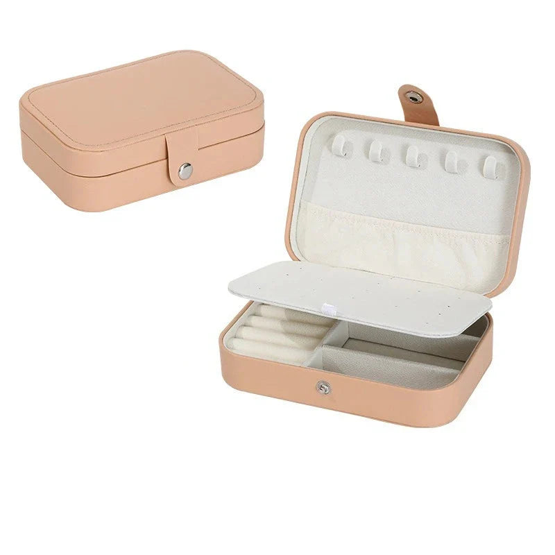 Boîte à Bijoux Cuir PU Miroir Double Étage