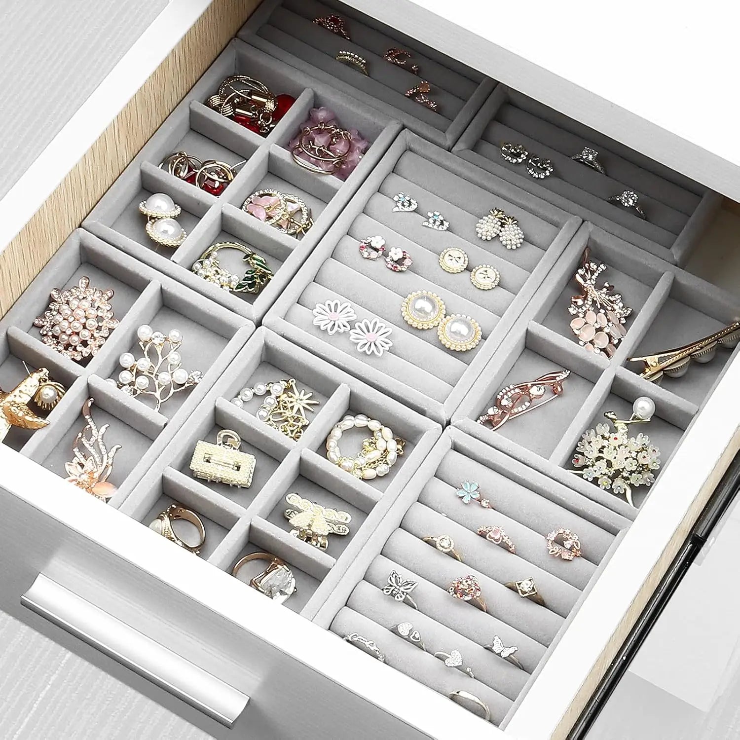 Plateau Bijoux Velours Vitrine Tiroir Compact