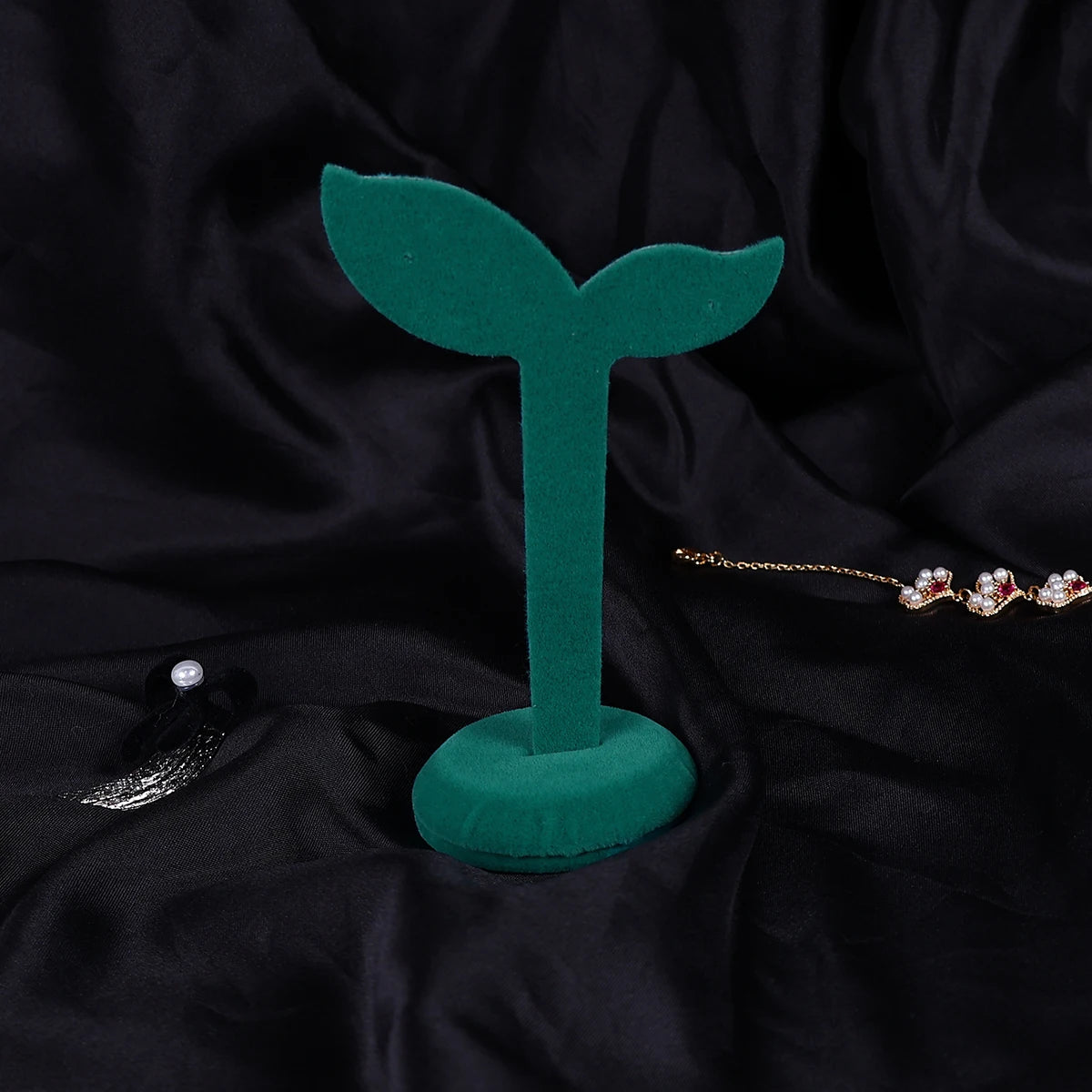 Présentoir Boucle d'Oreille Velours Métal Titane