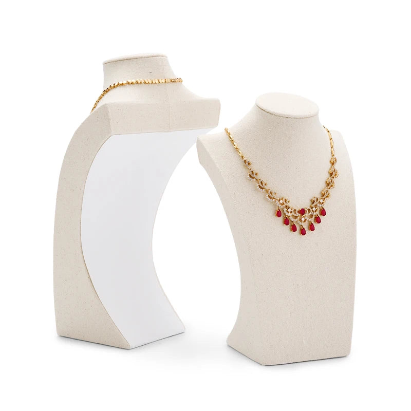 Buste Collier Coton Beige Texturé Vitrine