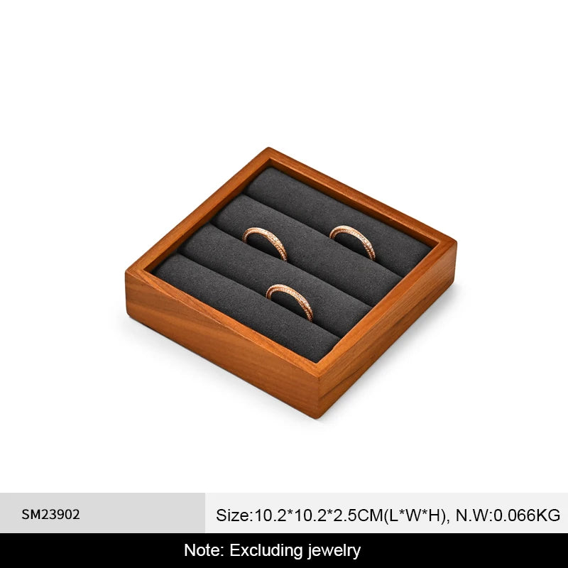 Plateau Bague Bois Velours Bijouterie
