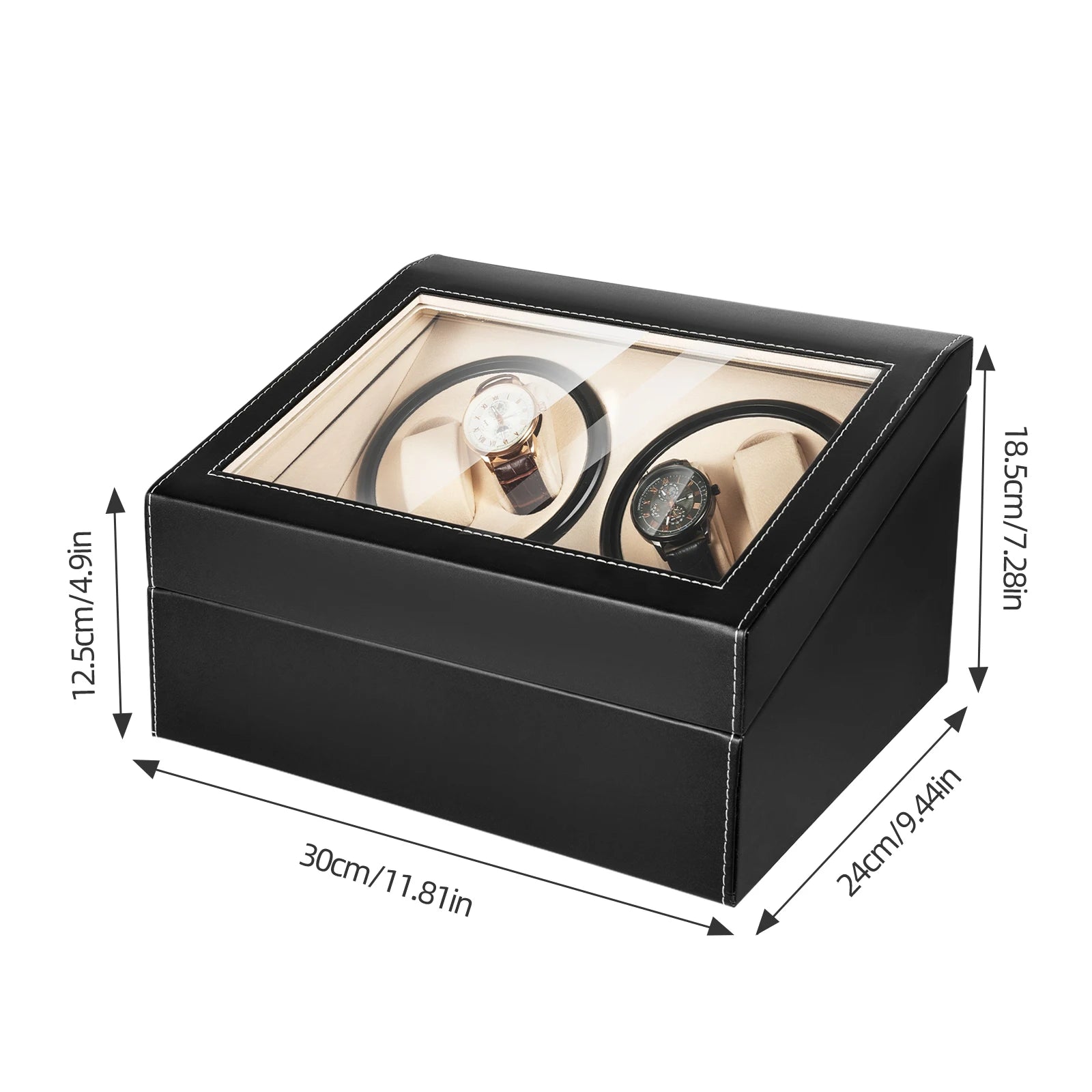 Coffre Fort Montre Cuir 10 Remontoirs Rotatif
