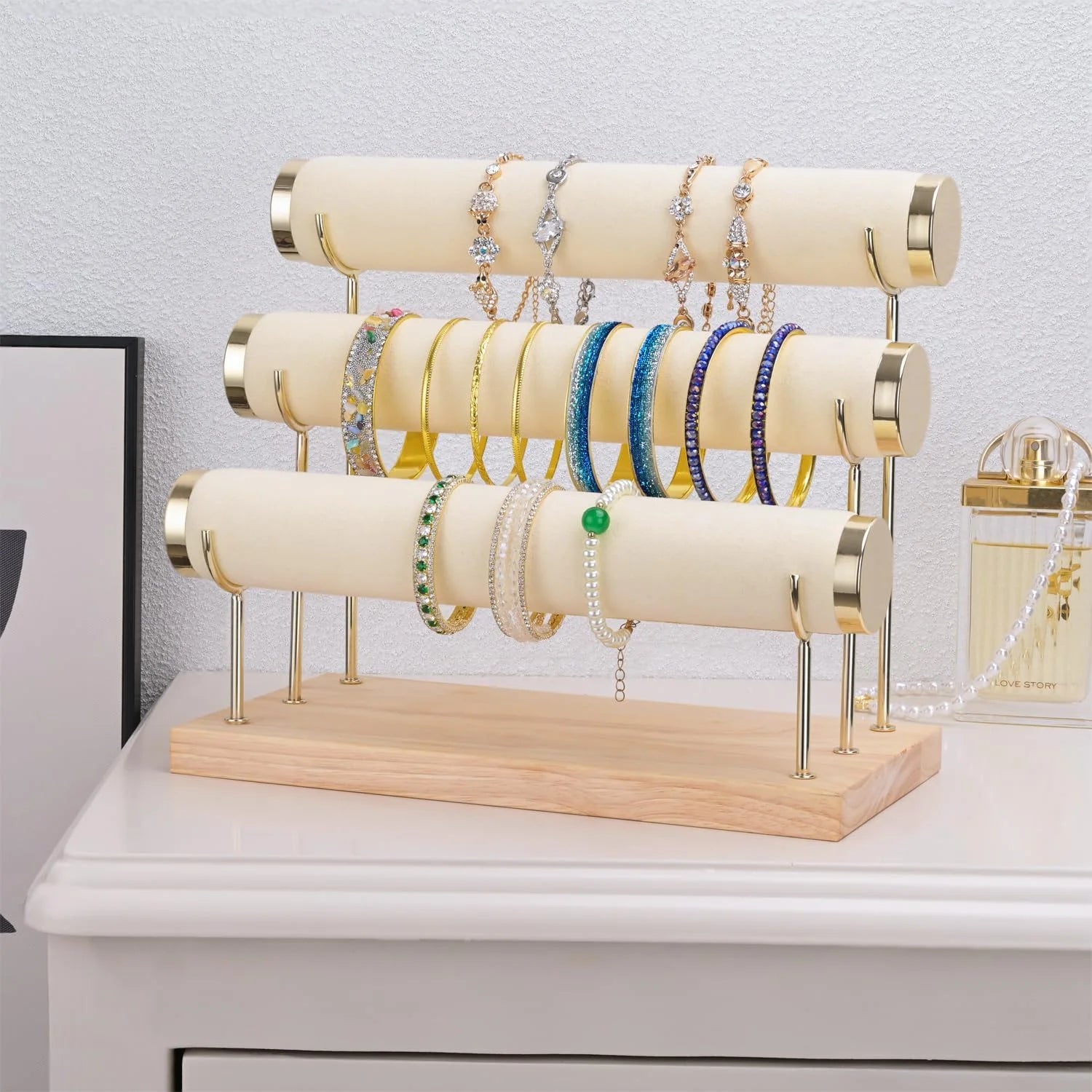 Porte Bracelet Bois Multicouche Cadeau Femme