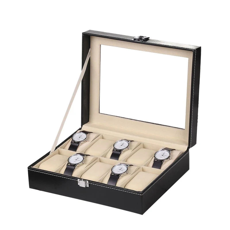 Boite Montre Cuir Verre Multi Emplacements