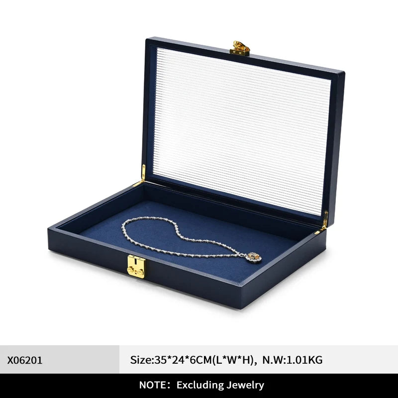 Boîte Bijoux Cuir Premium Couvercle Transparent