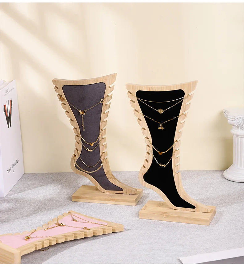 Présentoir bracelet cheville bois vertical