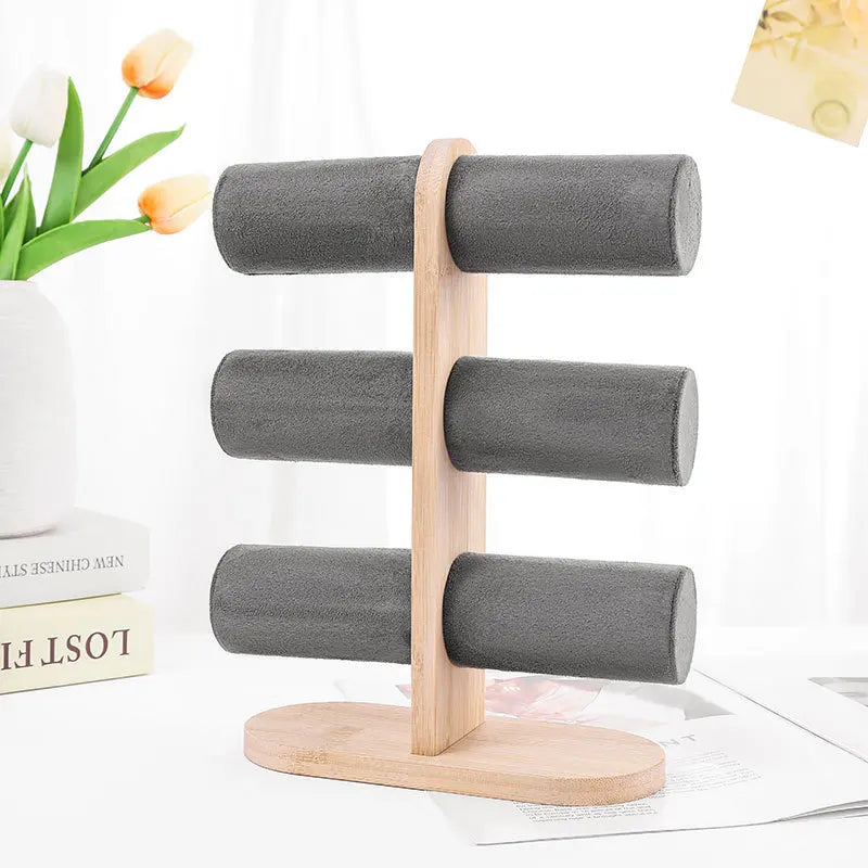 Présentoir Bois 3 Couches Bracelet Montre Chaîne