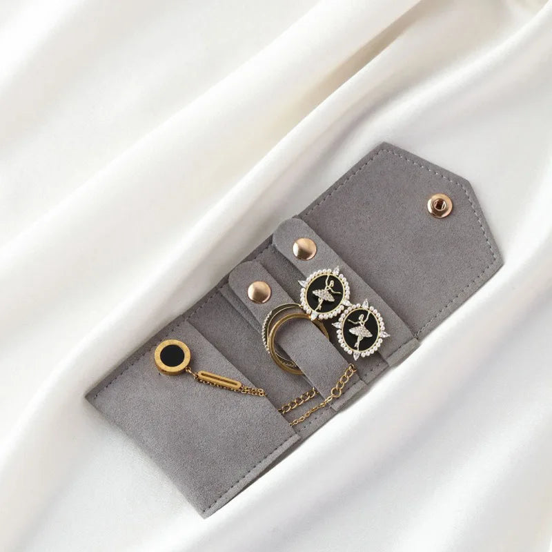 Pochette Bijoux Suédine Voyage Compacte