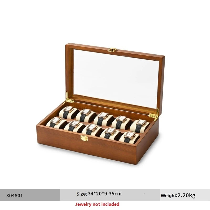 Boite Montre Bois 10 Grilles Vitrine Homme Femme