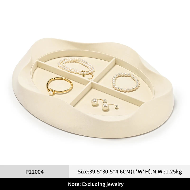 Plateau Bijoux Microfibre Beige Pétale