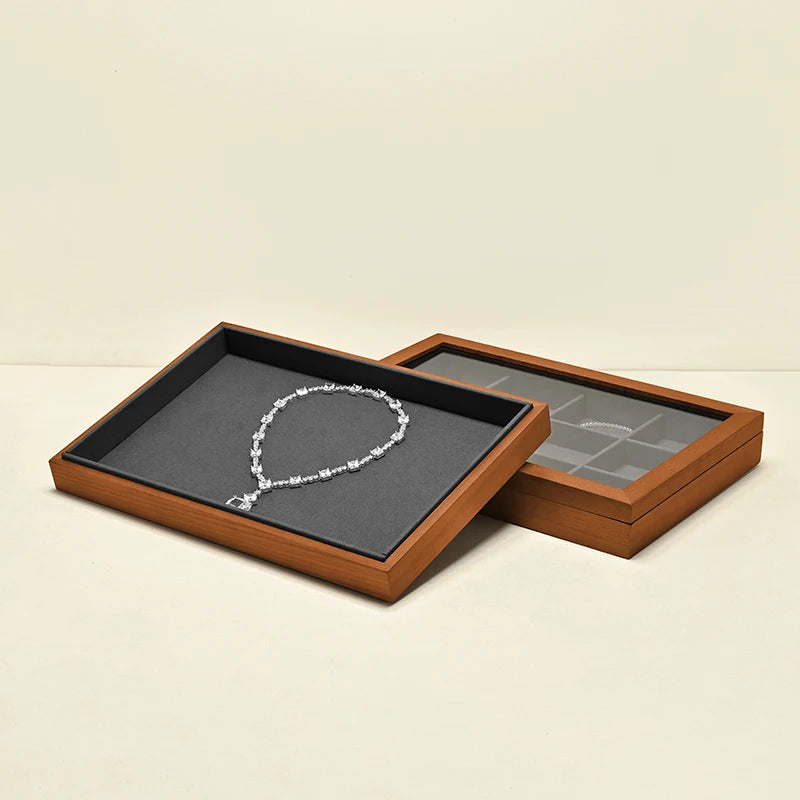 Boîte Bijoux Bois Massif Gris Rangement