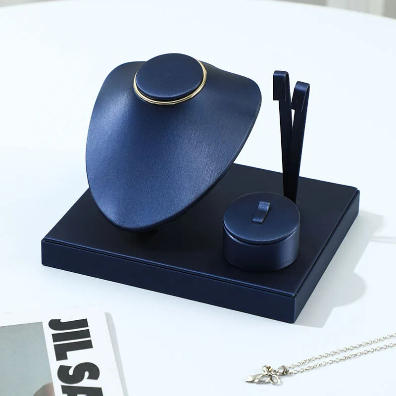 Présentoir Bijoux Cuir Bois Comptoir