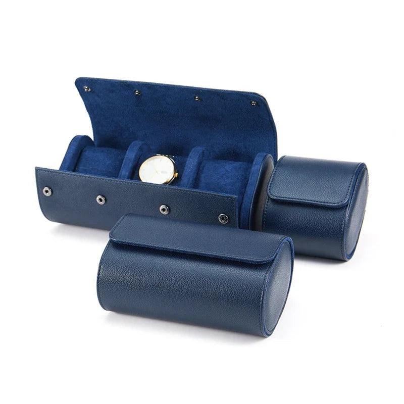 Etui Montre Cuir Bleu Voyage Homme