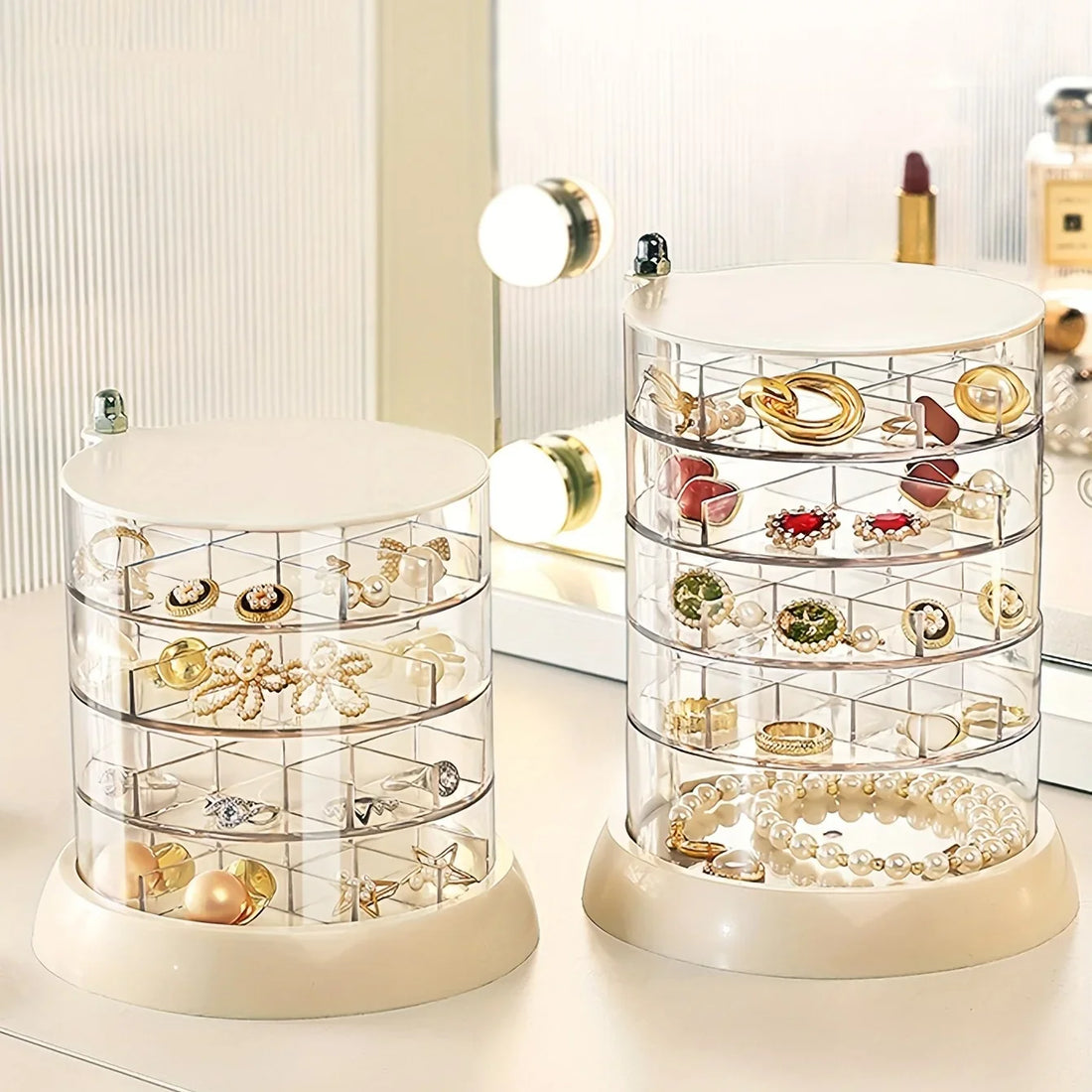 Boîte à Bijoux Rotative Transparente 4 ou 5 Étages
