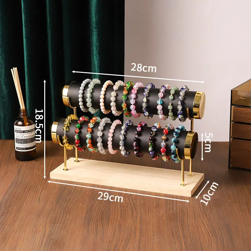 Présentoir Bois Doré Niveaux Montre Collier
